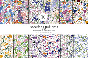 wildflower seamless pattern bundle, a Pattern Graphic by Patishop Art