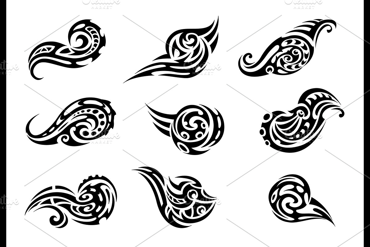 Black Maori tattoo set, tribal, a Decorative Illustration by Seavector Studio (Photo 2 of 3)