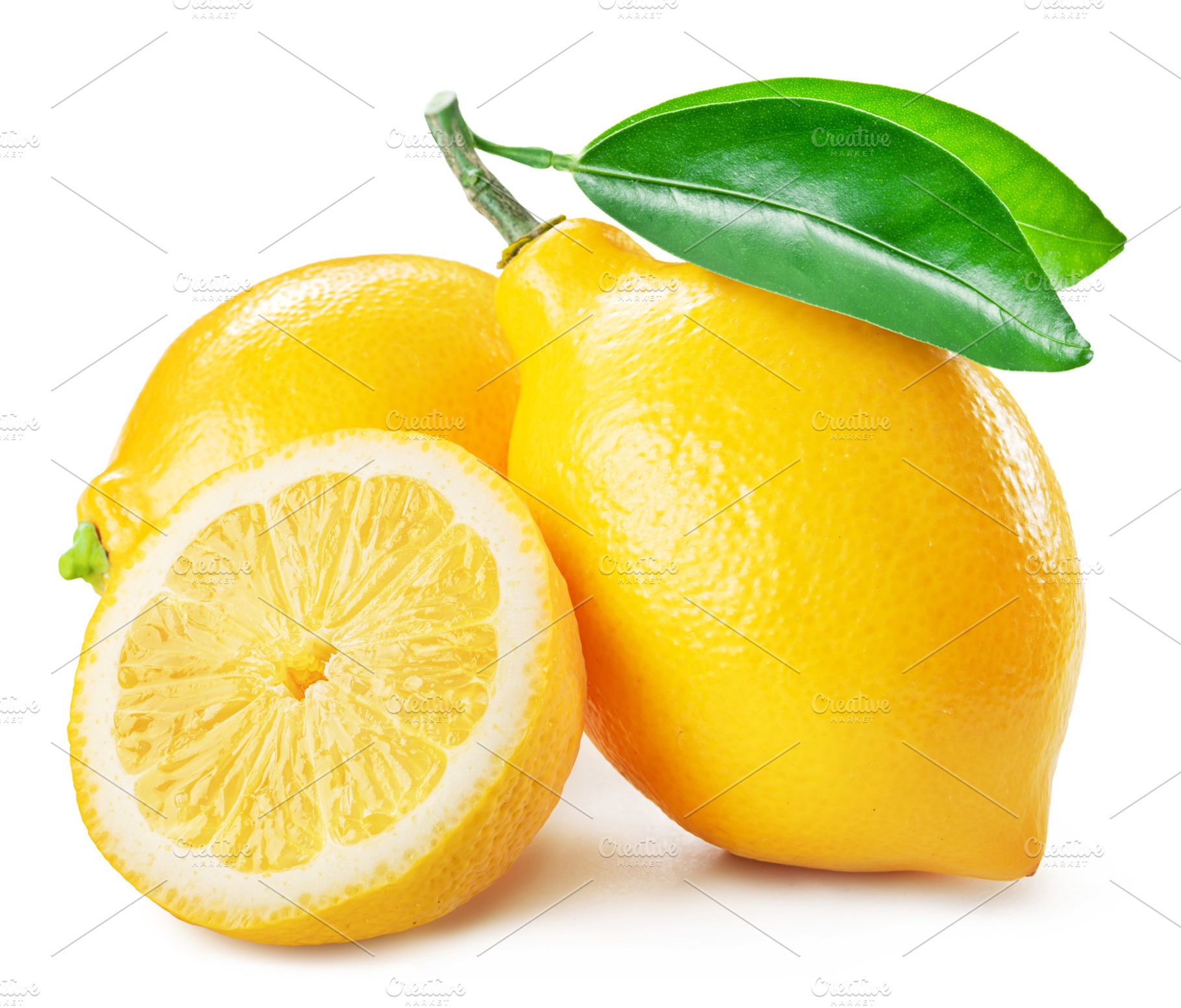 Ripe lemon fruits isolated white, a Food & Drink Photo by Volff