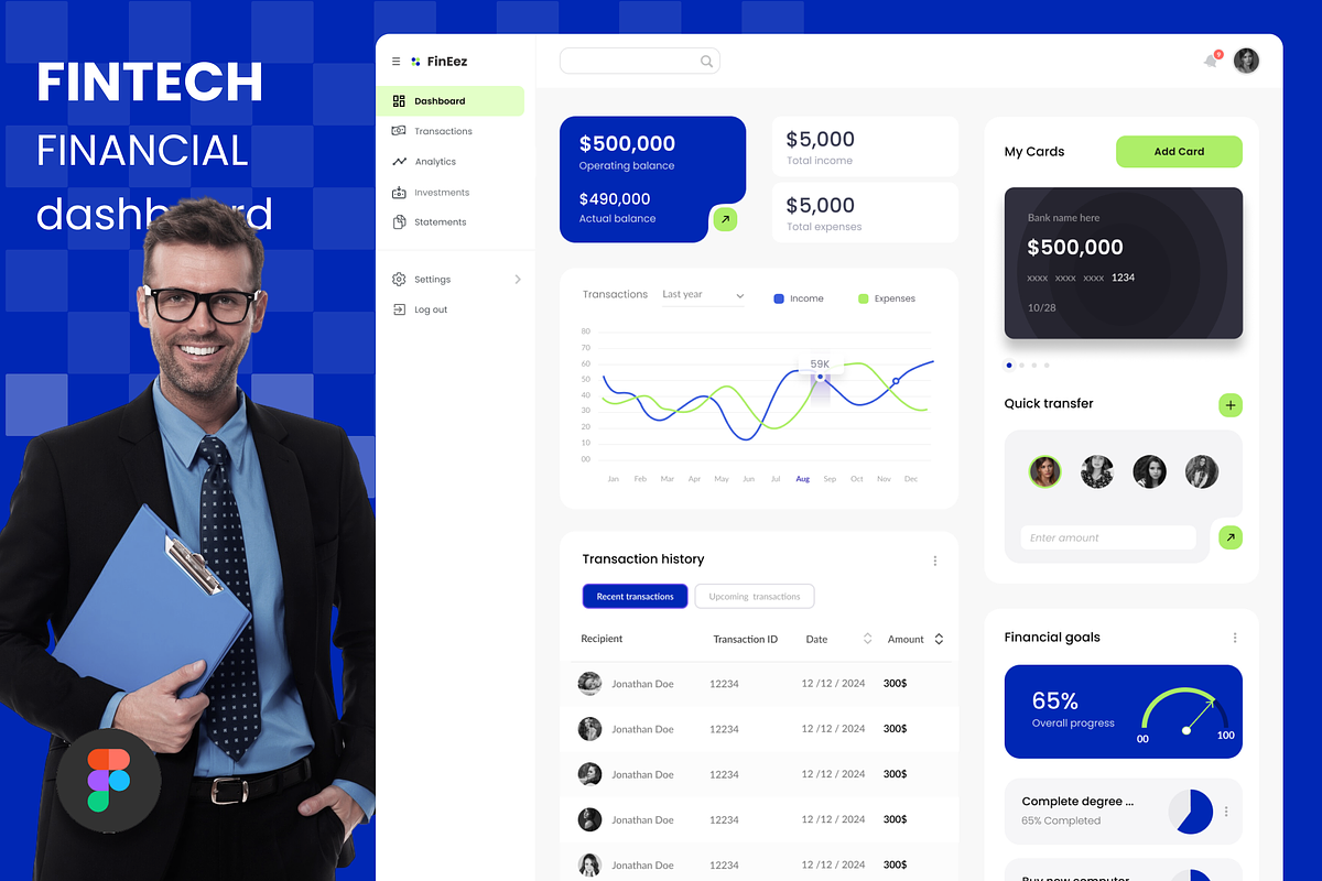Fintech - Financial management, a Landing Page Template by anchor_point_heshan