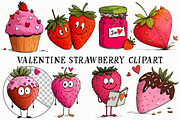 Valentine Strawberry Clipart, an Illustration by OK Design (Thumbnail 2 of 6)