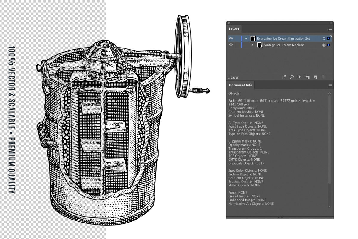 Engraving Ice Cream Illustration Set, an Illustration by RMPL.std (Photo 2 of 4)