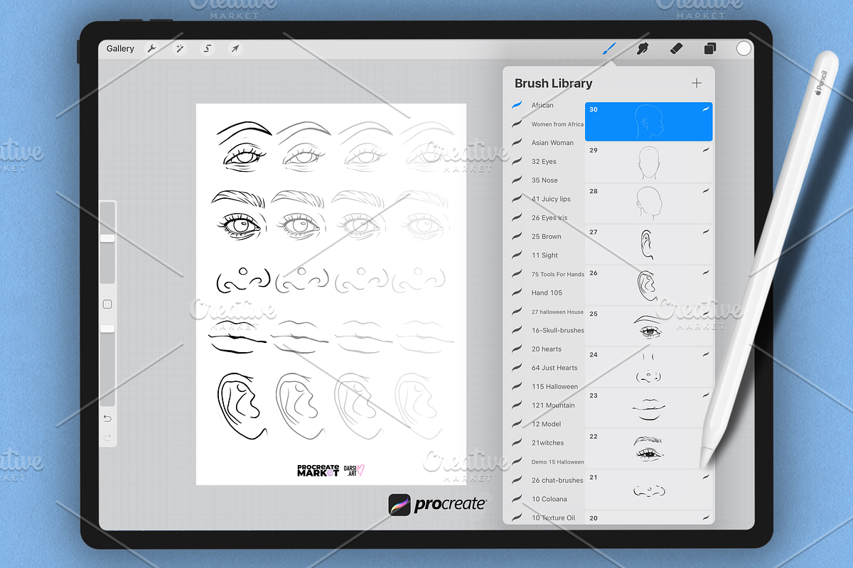 Arfican American Woman Stamp Brushes, a Brush Add-On by Procreate Market (Photo 9 of 9)