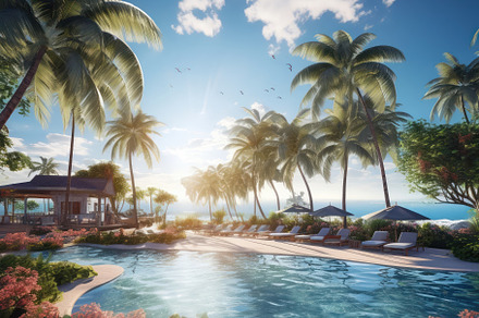 Photo sunny paradise resort palms
