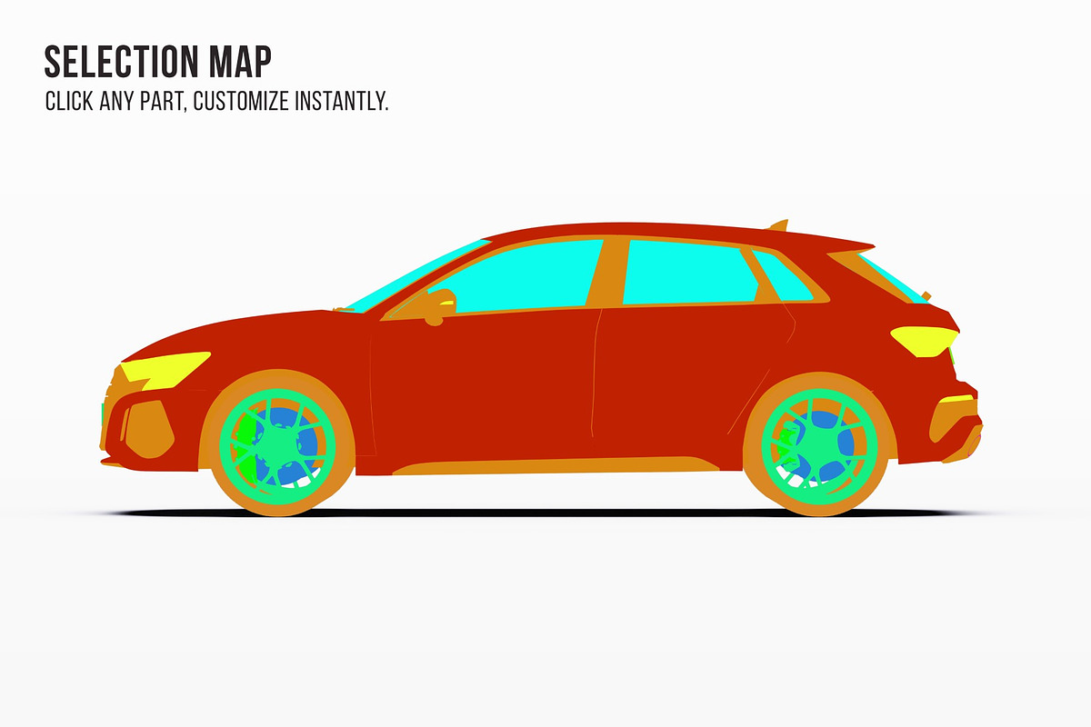 Performance Sportback Hatchback Set, an Advertising Mockup by Halal Graphic Studio (Photo 6 of 12)