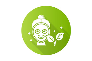 Face Mask Green Flat Design Icon