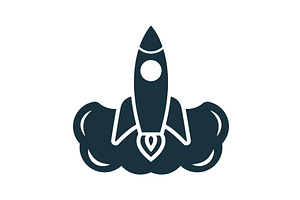 Rocket launch starting up leaving, a Technology Illustration by Aimagenarium@gmail.com