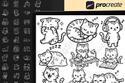 160 Procreate Kawaii Cat Stamps, a Brush Add-On by DrawingStoryShop (Thumbnail 6 of 6)