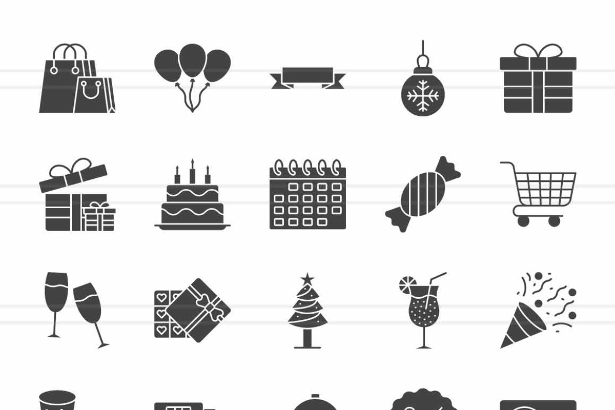 50 Boxing Day Glyph Icons, an Icon by IconBunny (Photo 2 of 2)