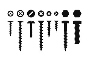 Screws, Bolt and Nut Set on White, an Illustration by in8finity