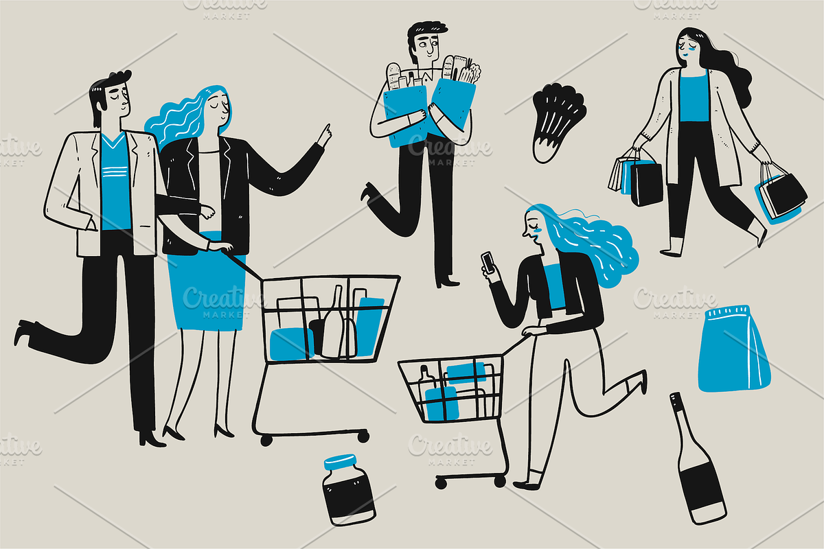 Hand drawn shopping & activities, a Person Illustration by Huza Studio (Photo 2 of 9)