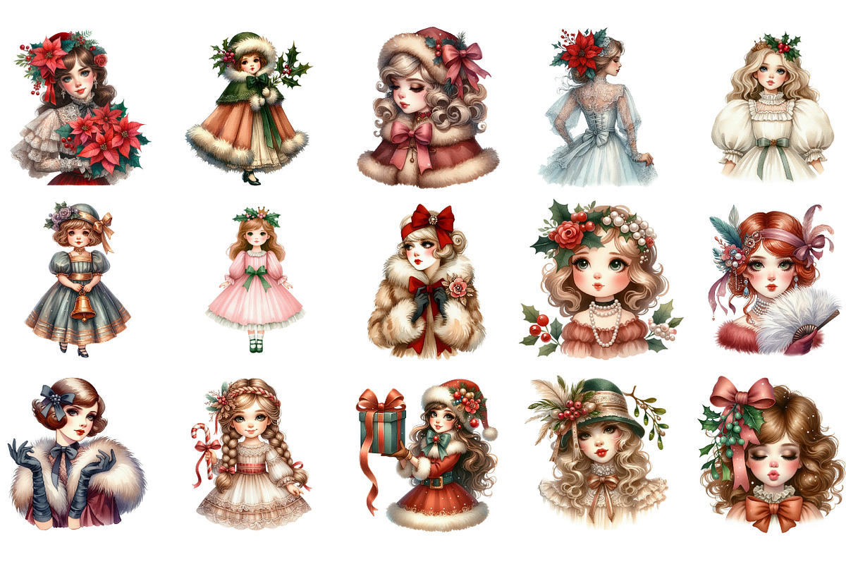 1920 Coquette Christmas Girls, an Illustration by Designking (Photo 2 of 5)