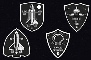 Set Of Vintage Space Logo, Poster ..