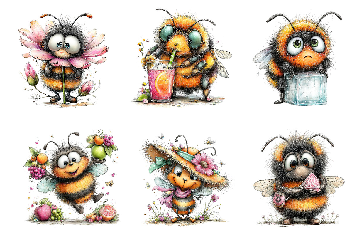 Funny Summer Bee Clipart, an Illustration by Dream Creation (Photo 4 of 8)