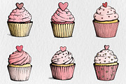 Valentine Day Cupcake Clipart, a Seasonal Illustration by Rose Art (Thumbnail 4 of 8)