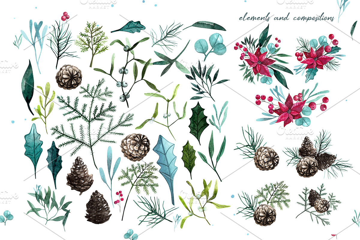 Christmas Mouse and flowers, an Illustration by YuliaBiser (Photo 8 of 11)