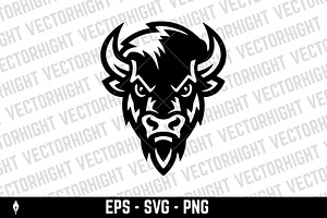 Illustration of bison head, an Animal Illustration by Vectorhight