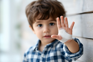 Little boy with a bandaged hand, a Health & Medical Photo by MistyDay