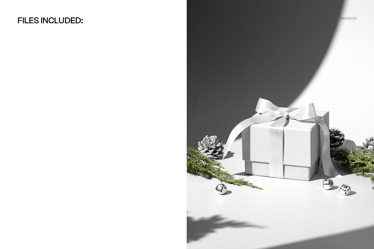 Christmas Gift Box with Decor Mockup, a Packaging Mockup by creatsy5 (Photo 2 of 6)