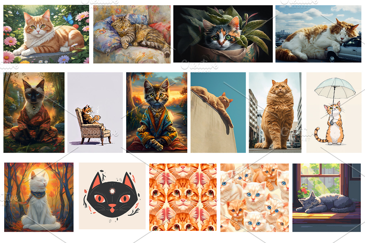 Cat Wall Art Prints Set, Cat Posters, an Animal Photo by Chipshpow Graphics (Photo 6 of 7)
