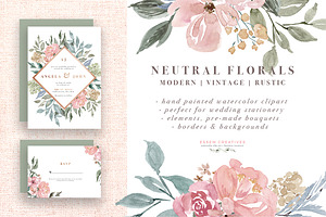 Neutral Watercolor Flower Graphics