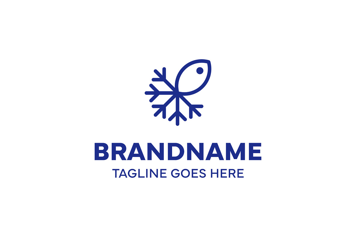 Snowflake Fish Simple Modern Logo, a Branding & Logo Template by Pray Art Design Studio