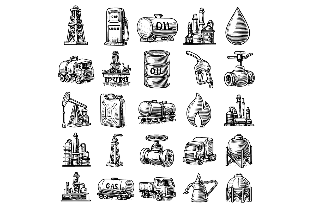 Oil and Gas Industry Clipart Set, an Object Graphic by RT Studio