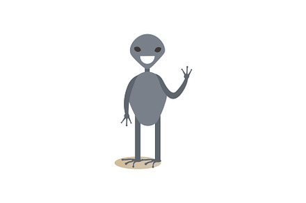 Cute cartoon alien waving flat