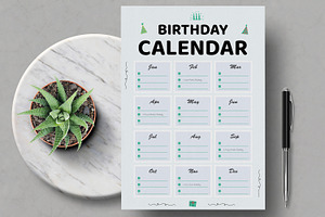 Minimal Birthday Calendar Printable, a Stationery Template by MightyDesign