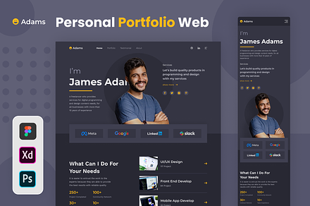 Adams - Personal Portfolio Website, a Landing Page Template by SLAB! Design
