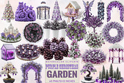 Purple Christmas Garden Clipart Bund, an Illustration by SVGArt (Thumbnail 1 of 8)
