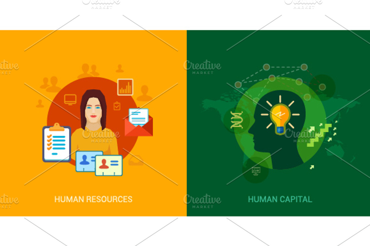 Flat icons set for human resources. preview 2