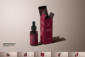 Amber Dropper Bottle with Box Mockup, a Packaging Mockup by Sheikhadesign