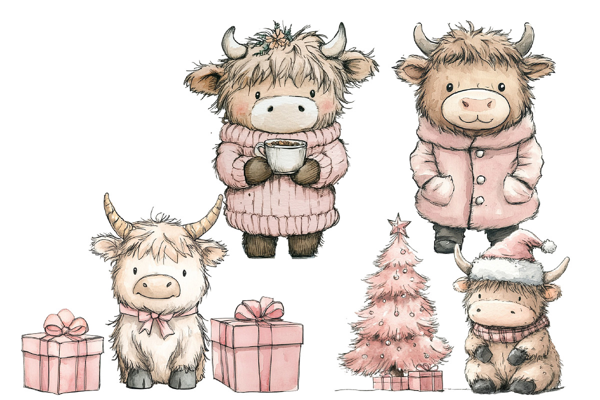 Cute Coquette Christmas Haighland, an Illustration by Designworld (Photo 4 of 4)