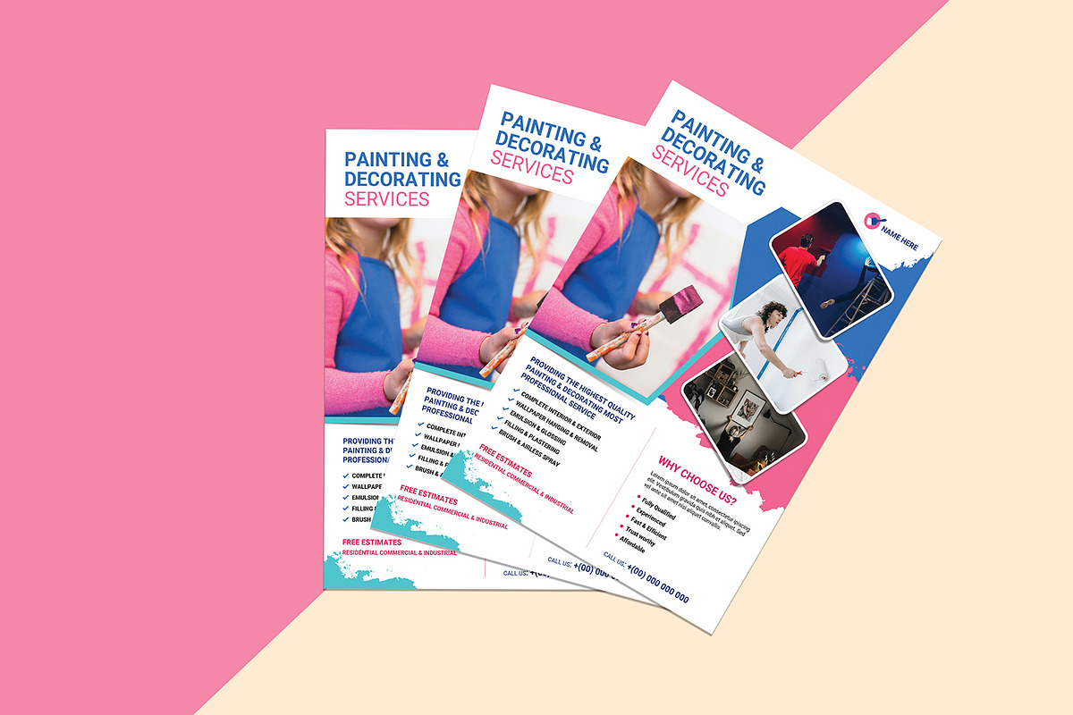 Painting & Decorating Service Flyer, a Print Template by retrographix (Photo 4 of 5)