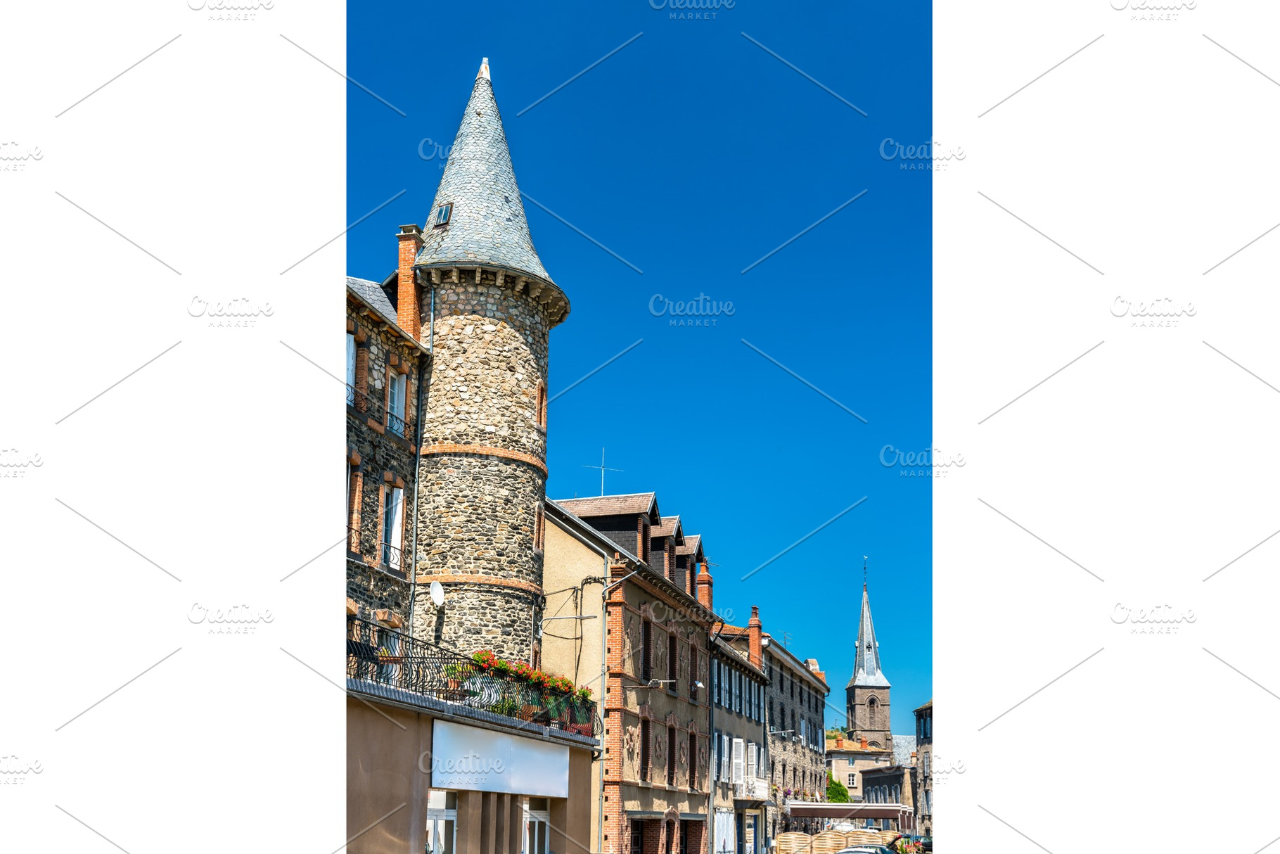 Towers in saintflour a town in featuring france, saint-flour, and auvergne, an Architecture Photo by Leonid Andronov
