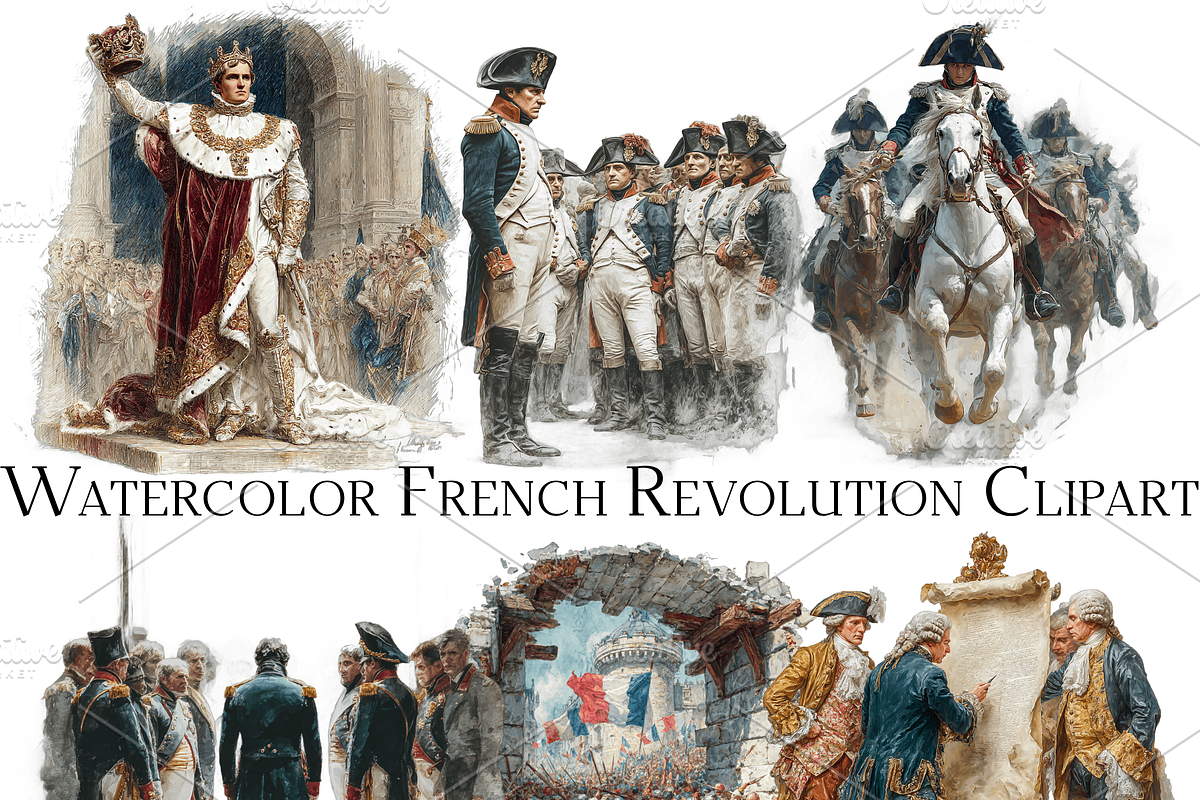 Watercolor French Revolution Clipart, an Object Graphic by ArtisticTimberStudio (Photo 1 of 2)