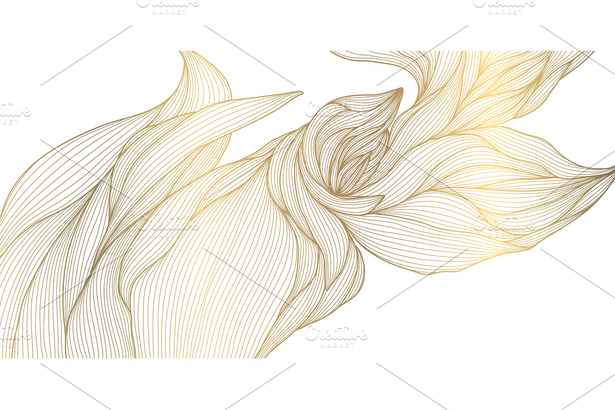 Flowers and Leaves Line Luxury Art, a Pattern Graphic by Marylia (Photo 27 of 27)