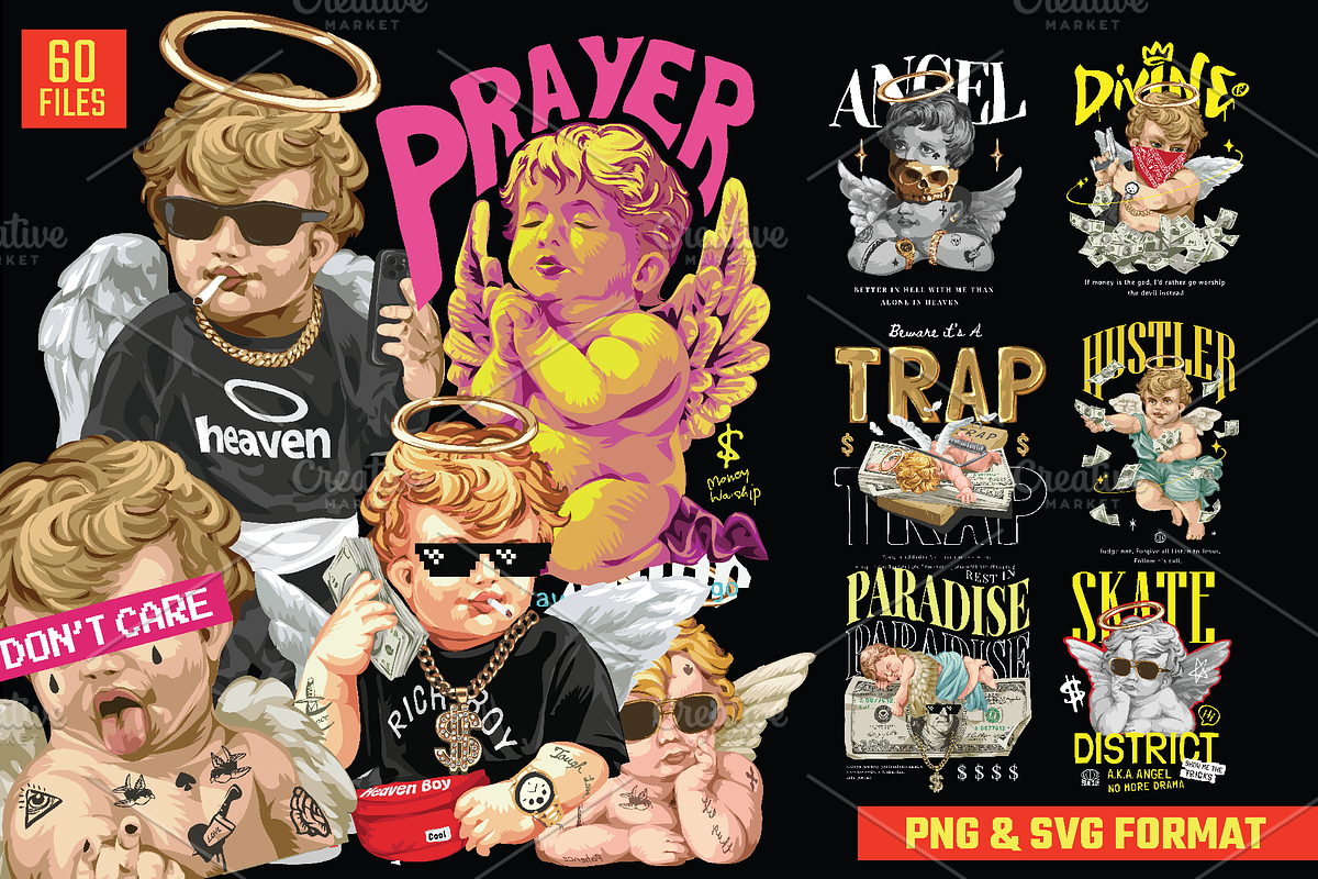 60 Urban Cupid Angel Design Bundle, a Graphic by FzyDESIGN (Photo 1 of 3)