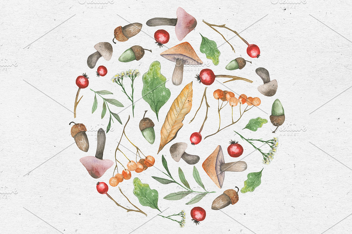 Autumn vibes. Watercolor set, a Decorative Illustration by Maria's little shop (Photo 4 of 10)