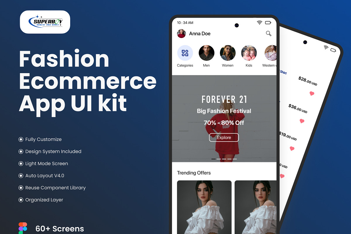 SuperboyFashion Ecommerce App UI Kit, an UI Kit Template by piyush608 (Photo 4 of 8)