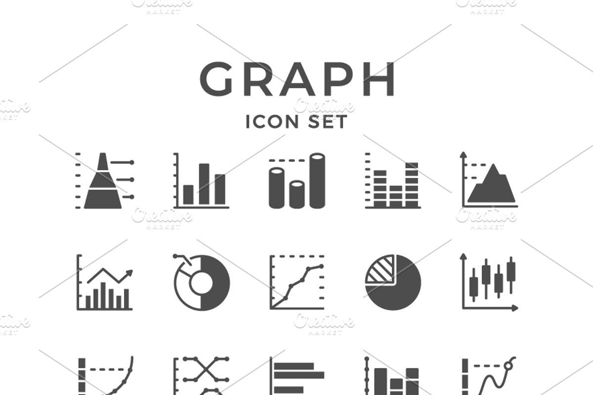 Set icons of graph and diagram, a Solid Icon by motorama (Photo 1 of 2)