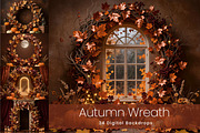 34 Autumn Wreath Digital Backdrops, a Background Graphic by 3Motional (Thumbnail 1 of 18)