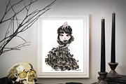 Gothic School Nerd Girl Clipart, a Seasonal Illustration by KaramfilaS (Thumbnail 4 of 10)