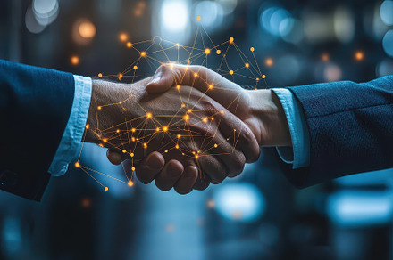 Business handshake digital network c, a Background Photo by Pixeness