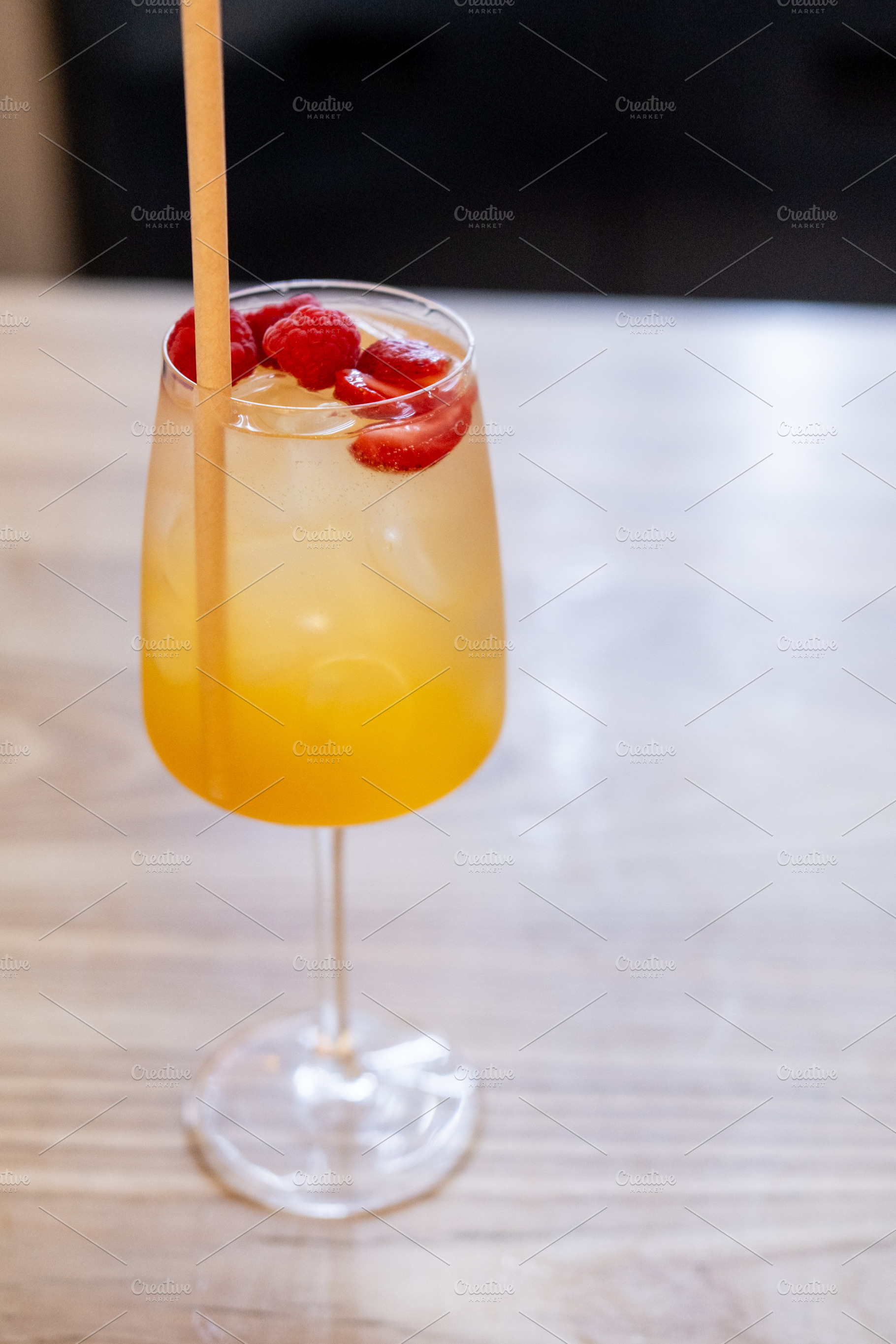 Fruit cocktail cold drink glass ice raspberry, a Food & Drink Photo by Photo Drive Studio