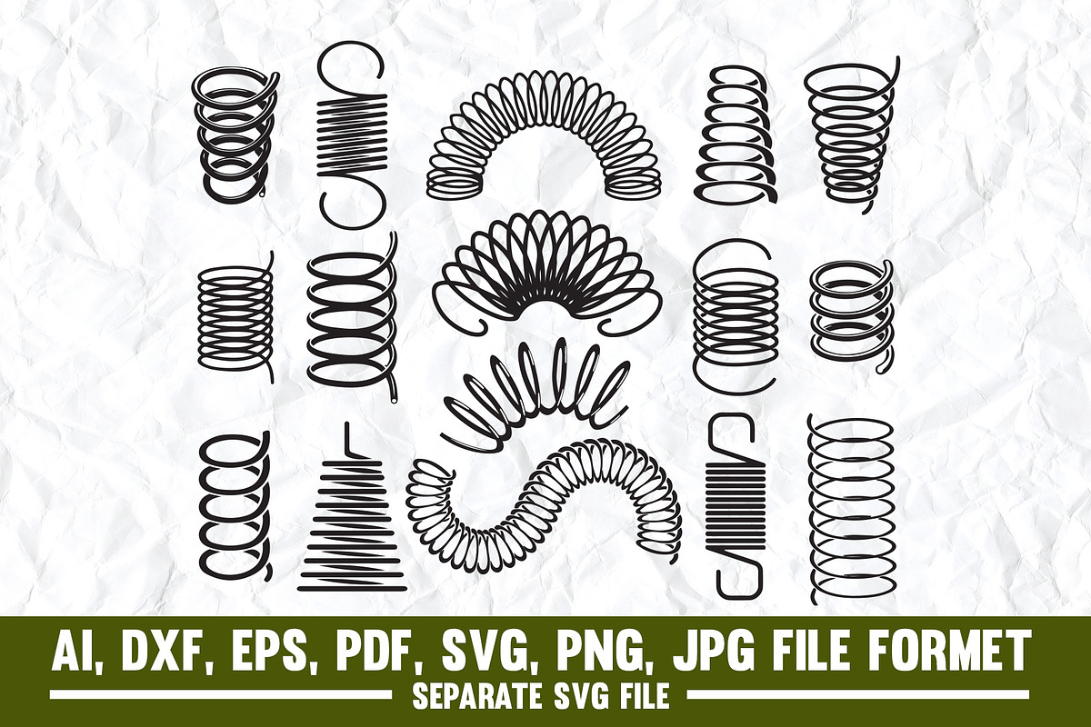 Coiled Spring,Spiral,Steel,Metal svg, an Object Graphic by VectorArtPrintableDesign (Photo 1 of 5)