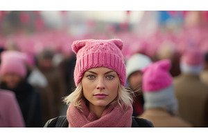 candid pink pussy hats ai generated, a Background Photo by pikepicture