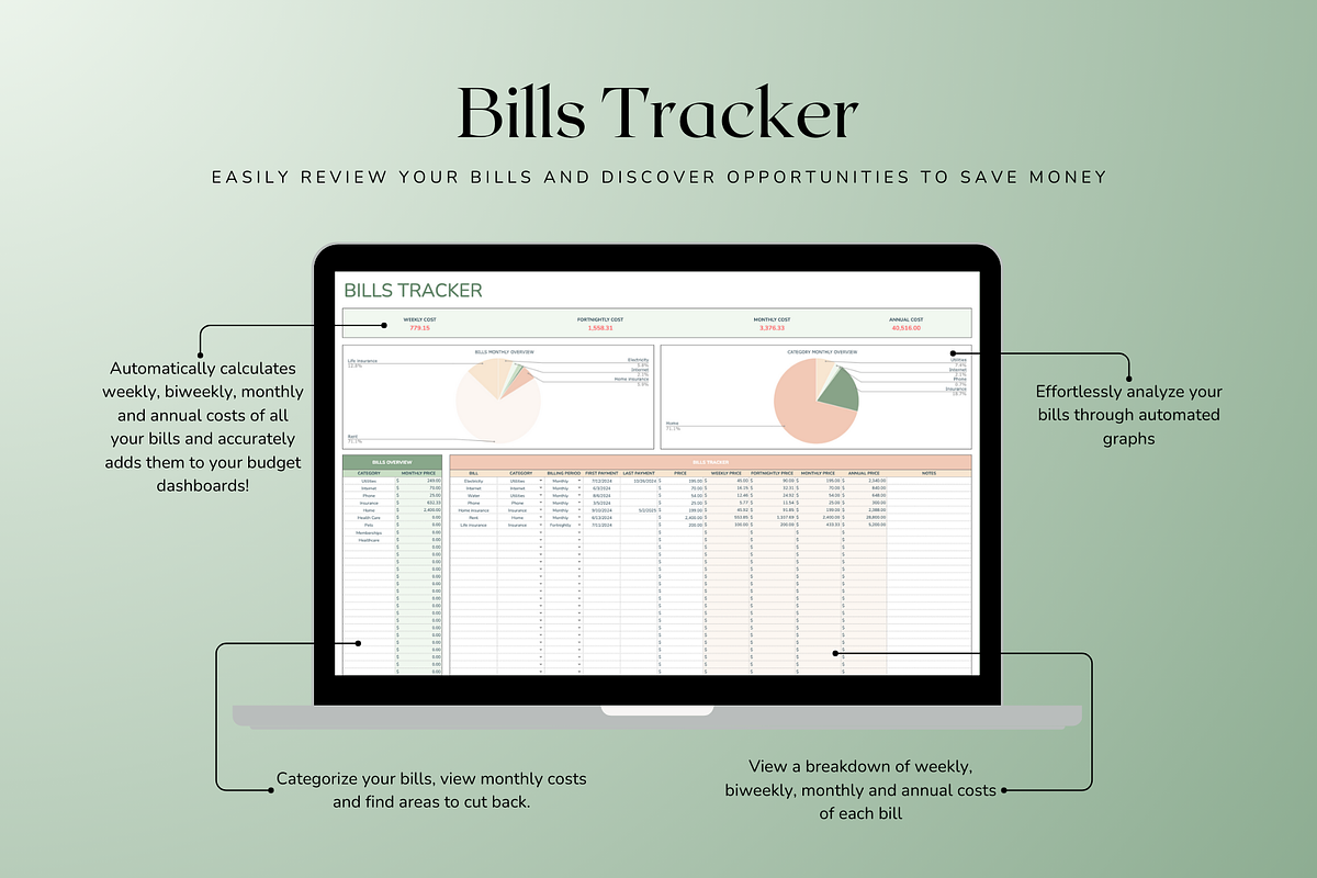 Ultimate Biweekly Budget - Green, a Templates & Theme by The Creative Plans co (Photo 9 of 10)