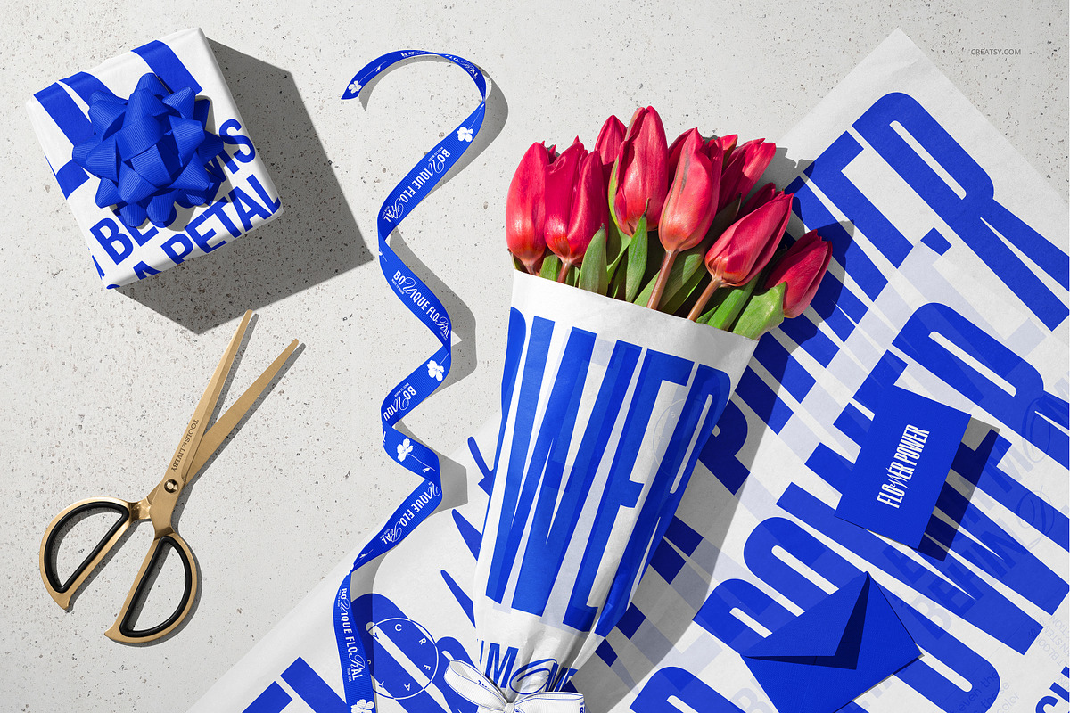 Bouquet Tissue Wrapping Paper Mockup, a Merchandise Mockup by creatsy5 (Photo 18 of 22)